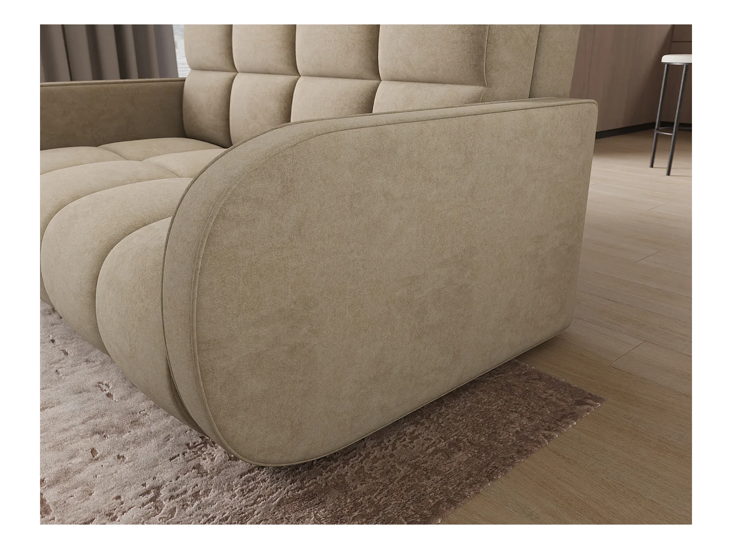 Canapé convertible tissu DENVERS – Avec coffre de rangement-Beige