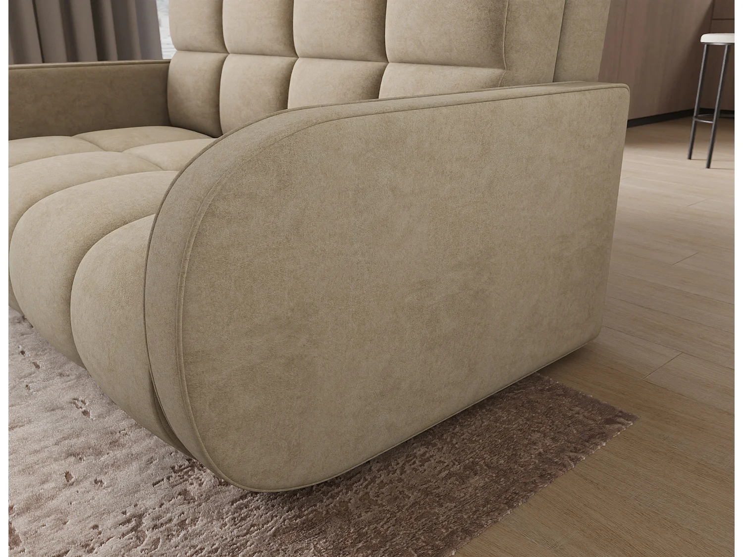 Canapé convertible 3 places avec coffre en tissu beige DENVERS