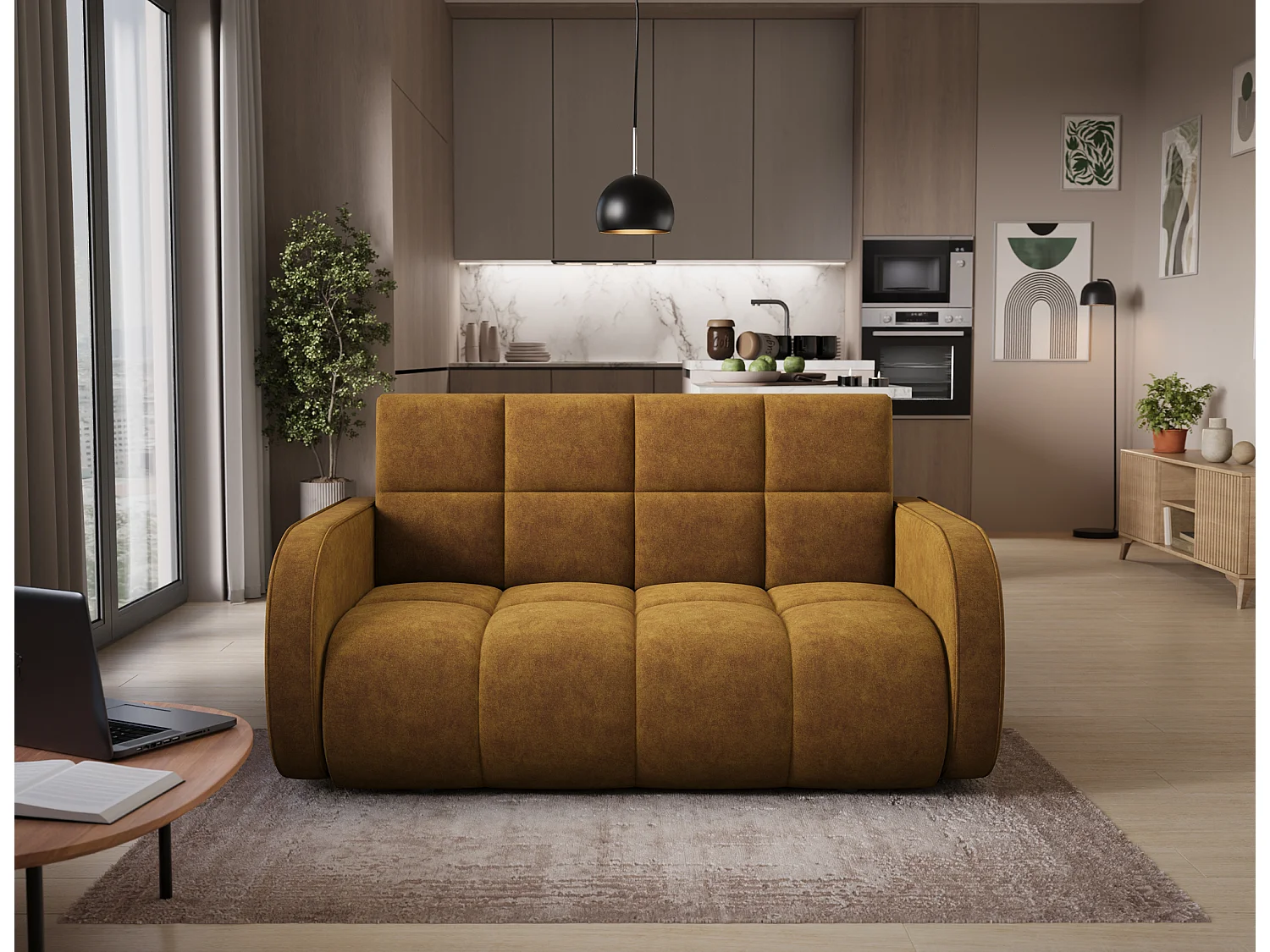 Divano Mango/funzione letto/rivestimento in tessuto/Nero