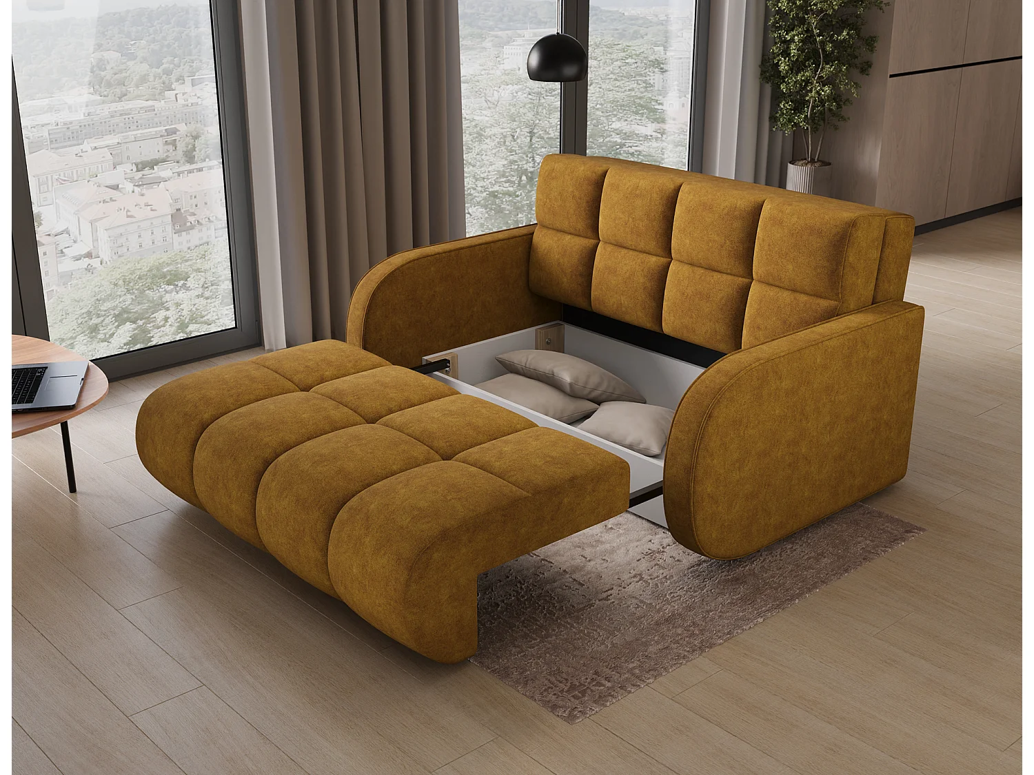 Divano Mango/funzione letto/rivestimento in tessuto/Nero