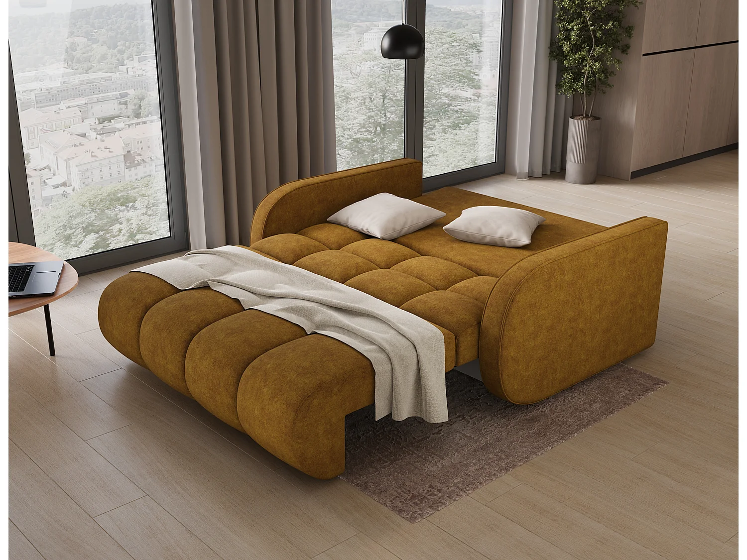 Divano Mango/funzione letto/rivestimento in tessuto/Nero