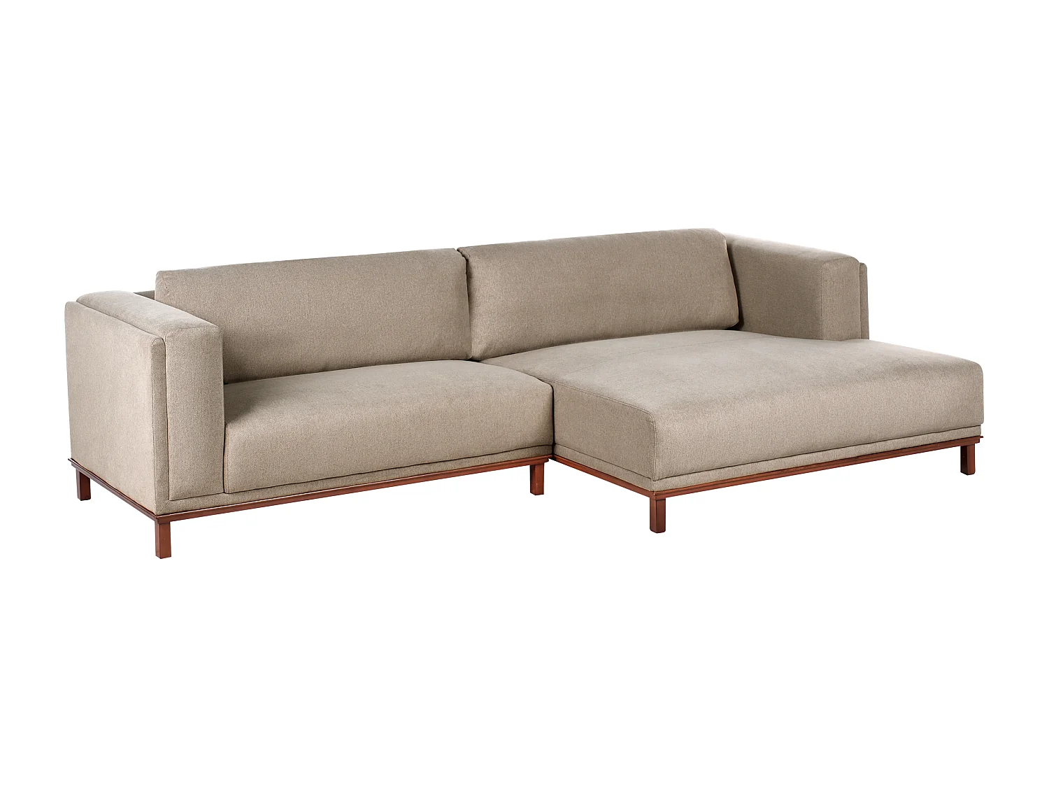 Canapé d'Angle à droite 4 Places Moderne Pieds en Bois avec Accoudoirs en Velours Côtelé Taupe Veng