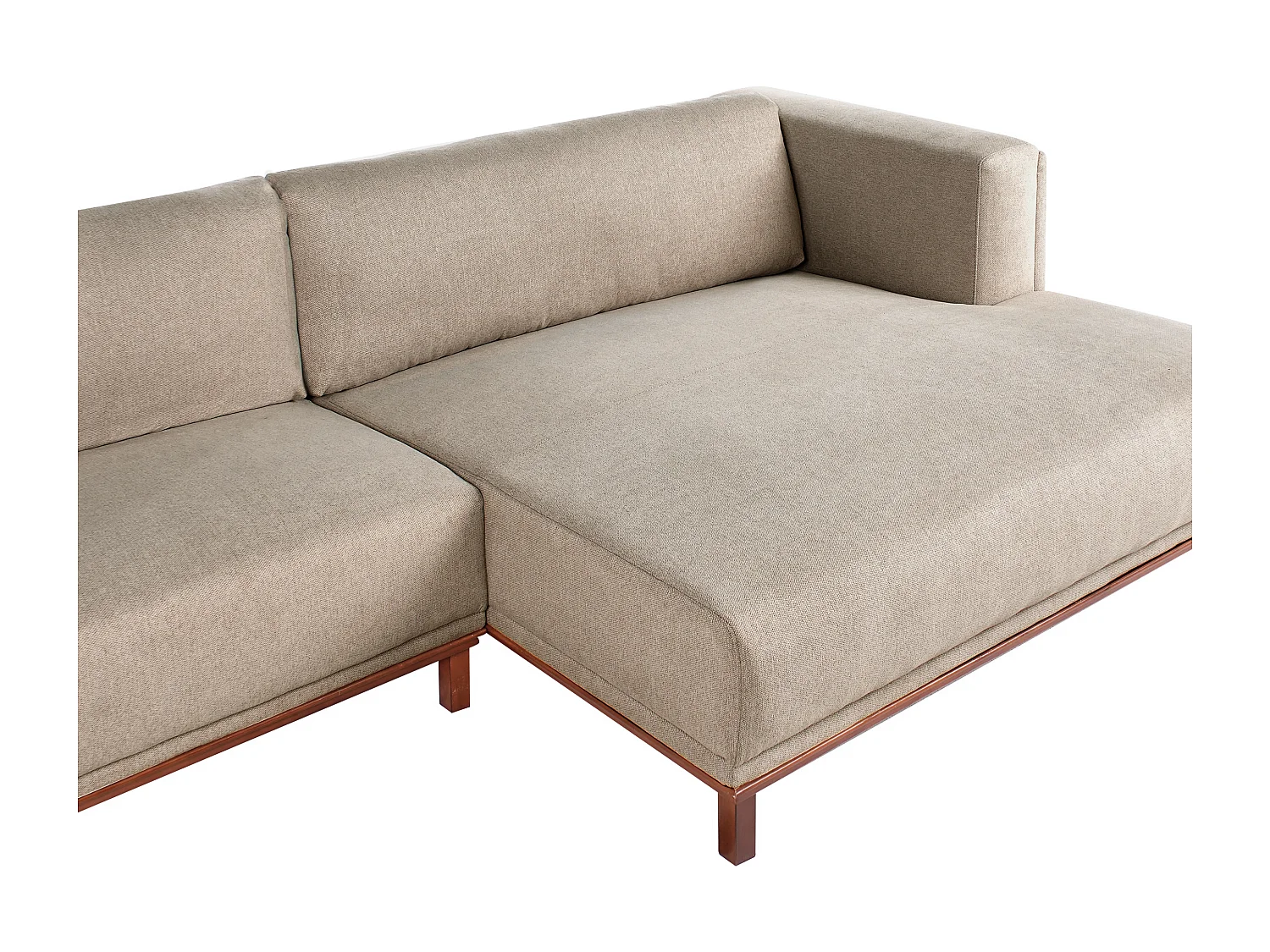 Canapé d'Angle à droite 4 Places Moderne Pieds en Bois avec Accoudoirs en Velours Côtelé Taupe Veng