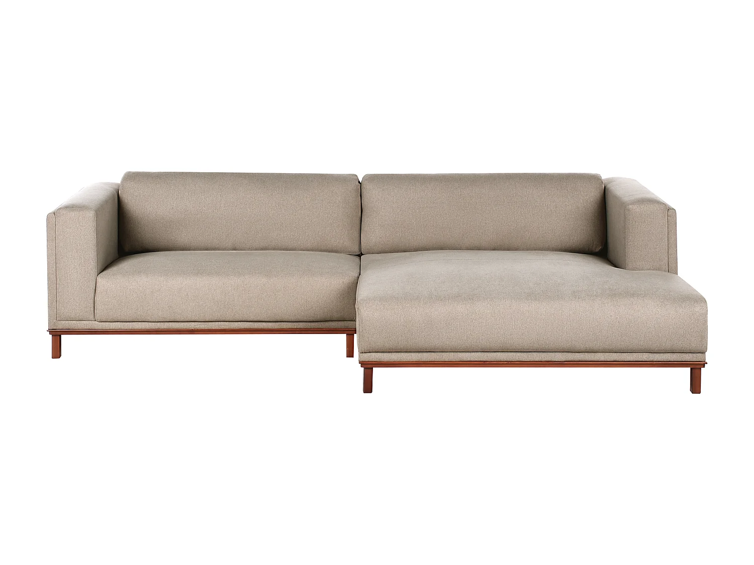 Canapé d'Angle à droite 4 Places Moderne Pieds en Bois avec Accoudoirs en Velours Côtelé Taupe Veng