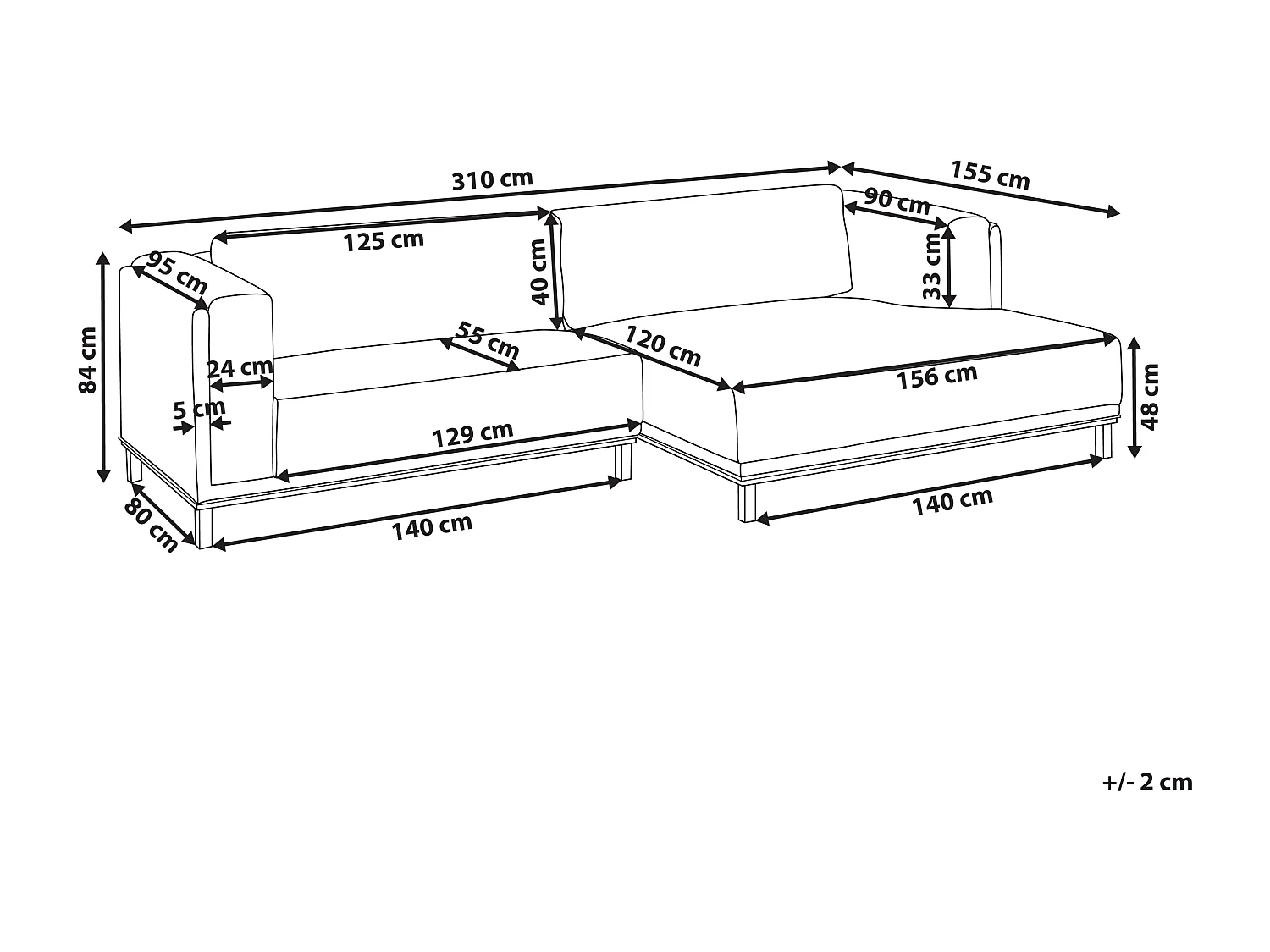 Canapé d'Angle à droite 4 Places Moderne Pieds en Bois avec Accoudoirs en Velours Côtelé Taupe Veng