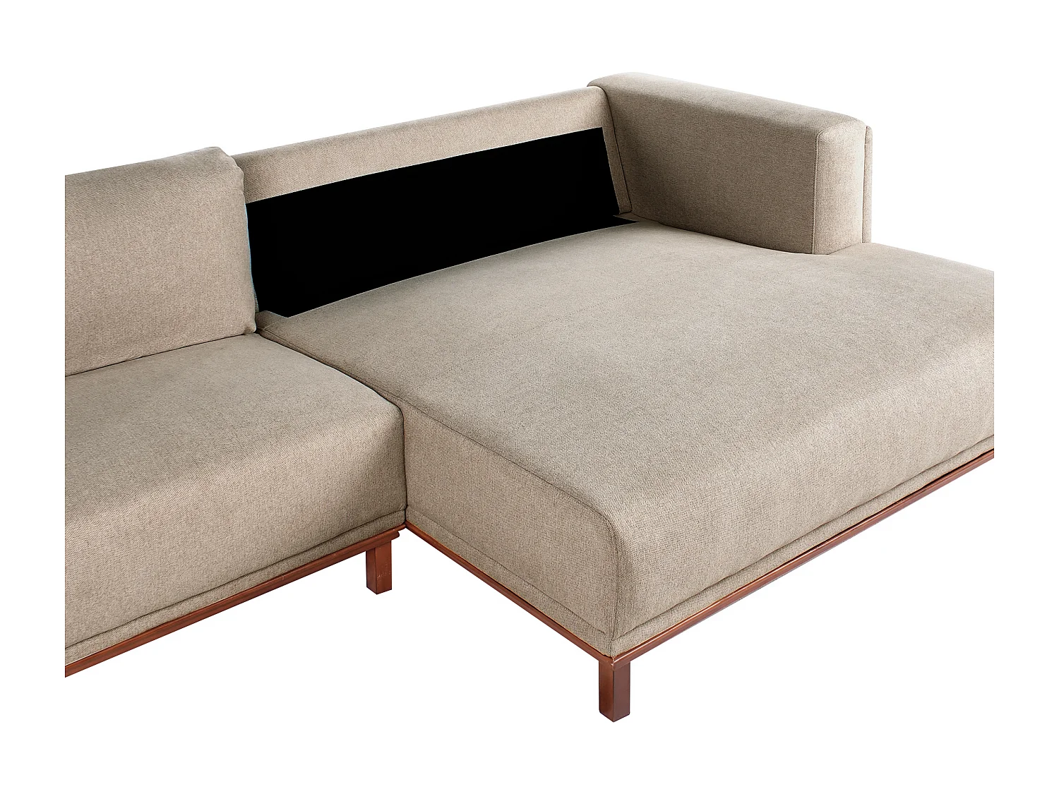 Canapé d'Angle à Gauche 4 Places Moderne Pieds en Bois avec Accoudoirs en Velours Côtelé Taupe Veng