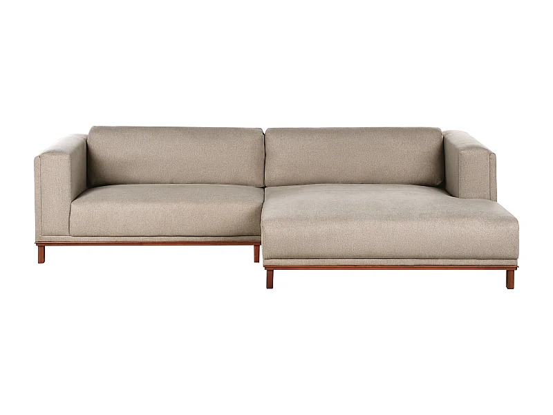 Canapé d'Angle à droite 4 Places Moderne Pieds en Bois avec Accoudoirs en Velours Côtelé Taupe Veng