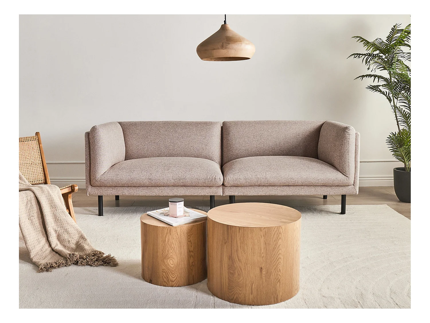 Canapé 3 places VORGOD Tissu Marron clair