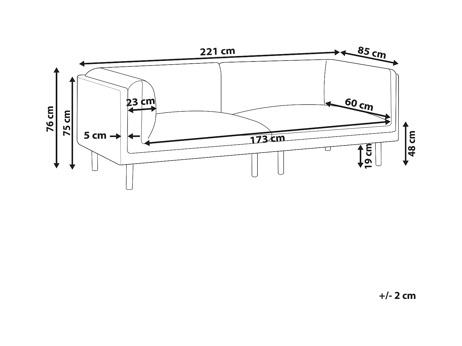 Canapé 3 places VORGOD Tissu Marron clair