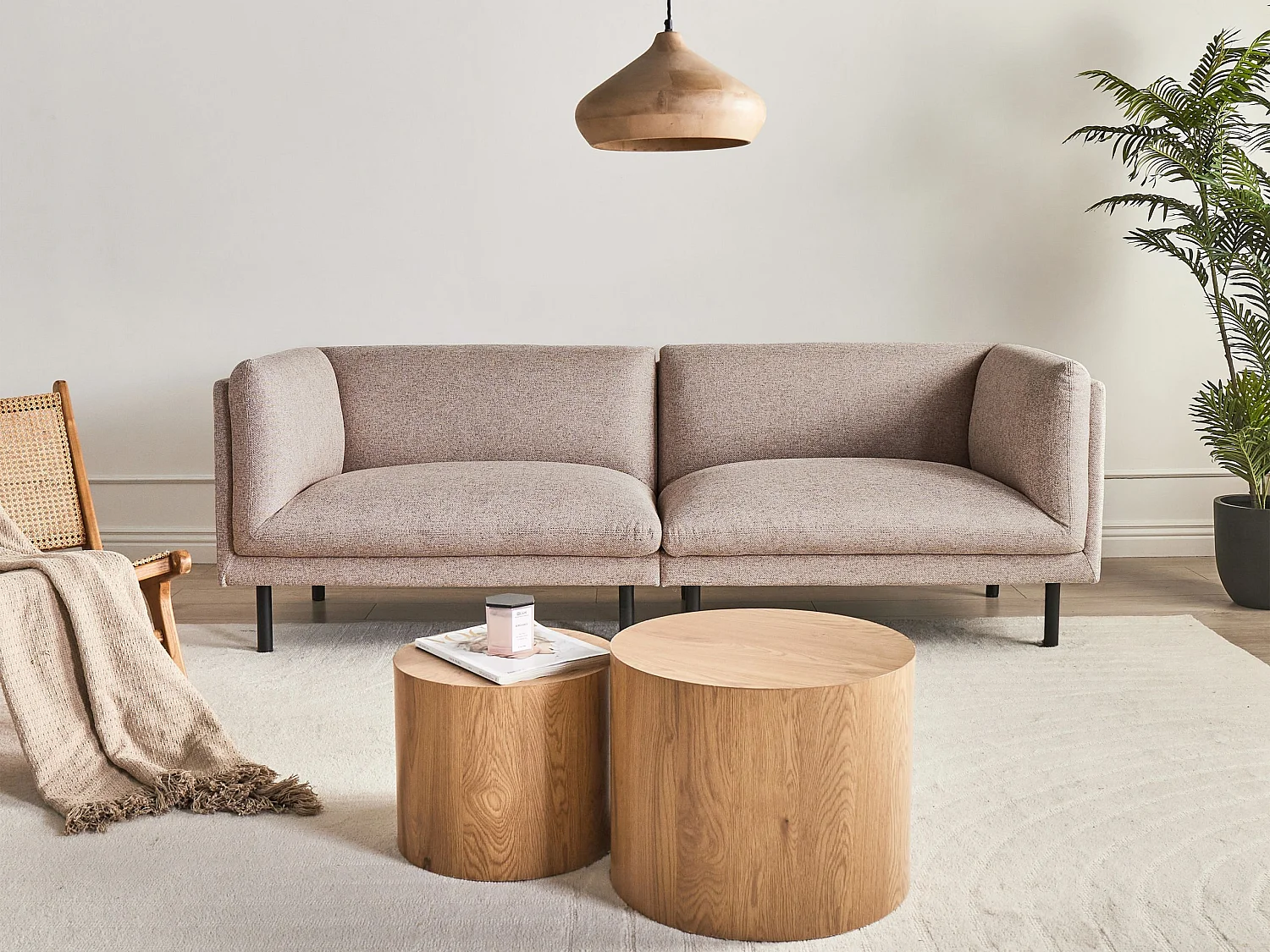 Canapé 3 places VORGOD Tissu Marron clair