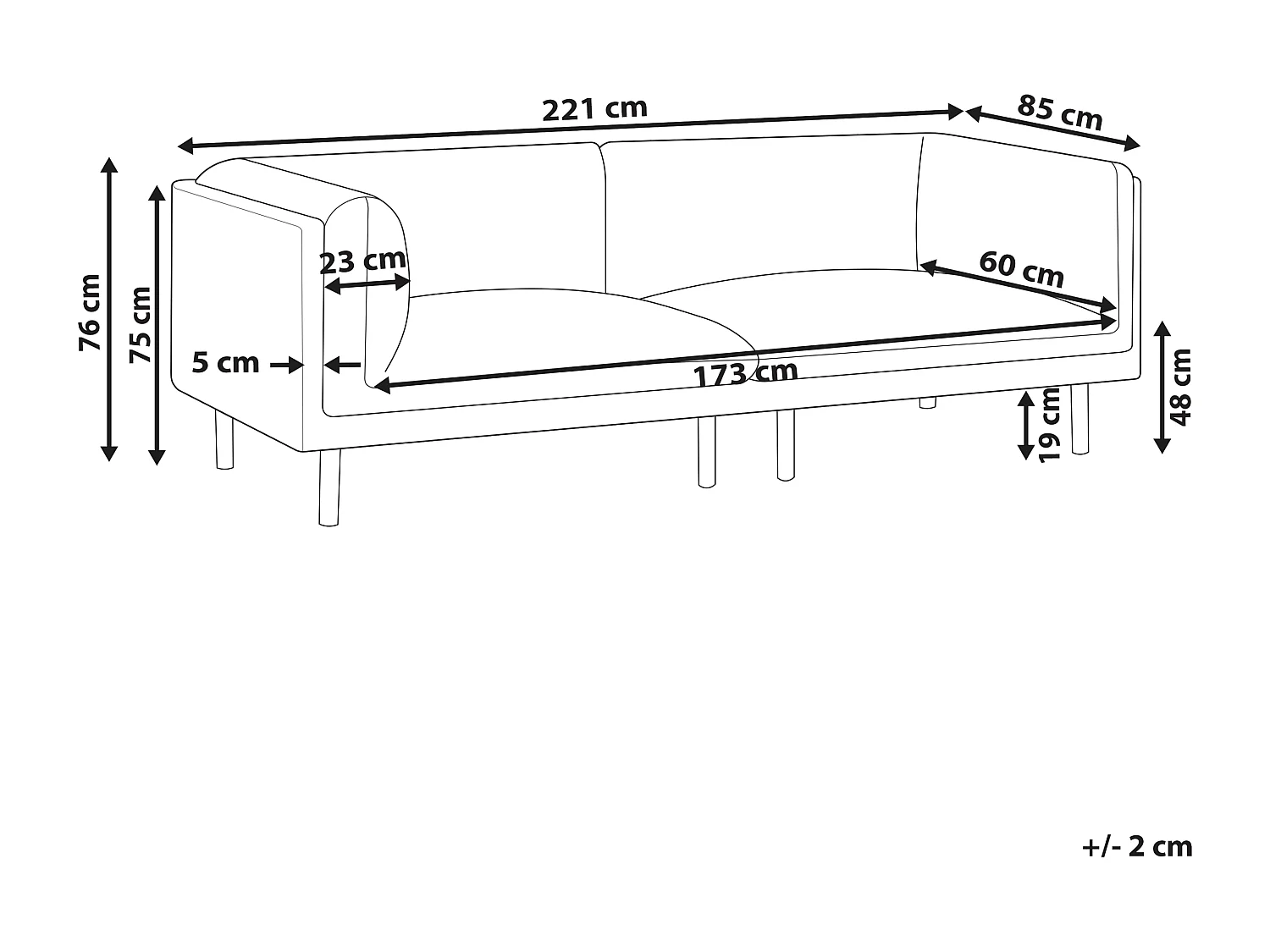 Canapé 3 places VORGOD Tissu Marron clair