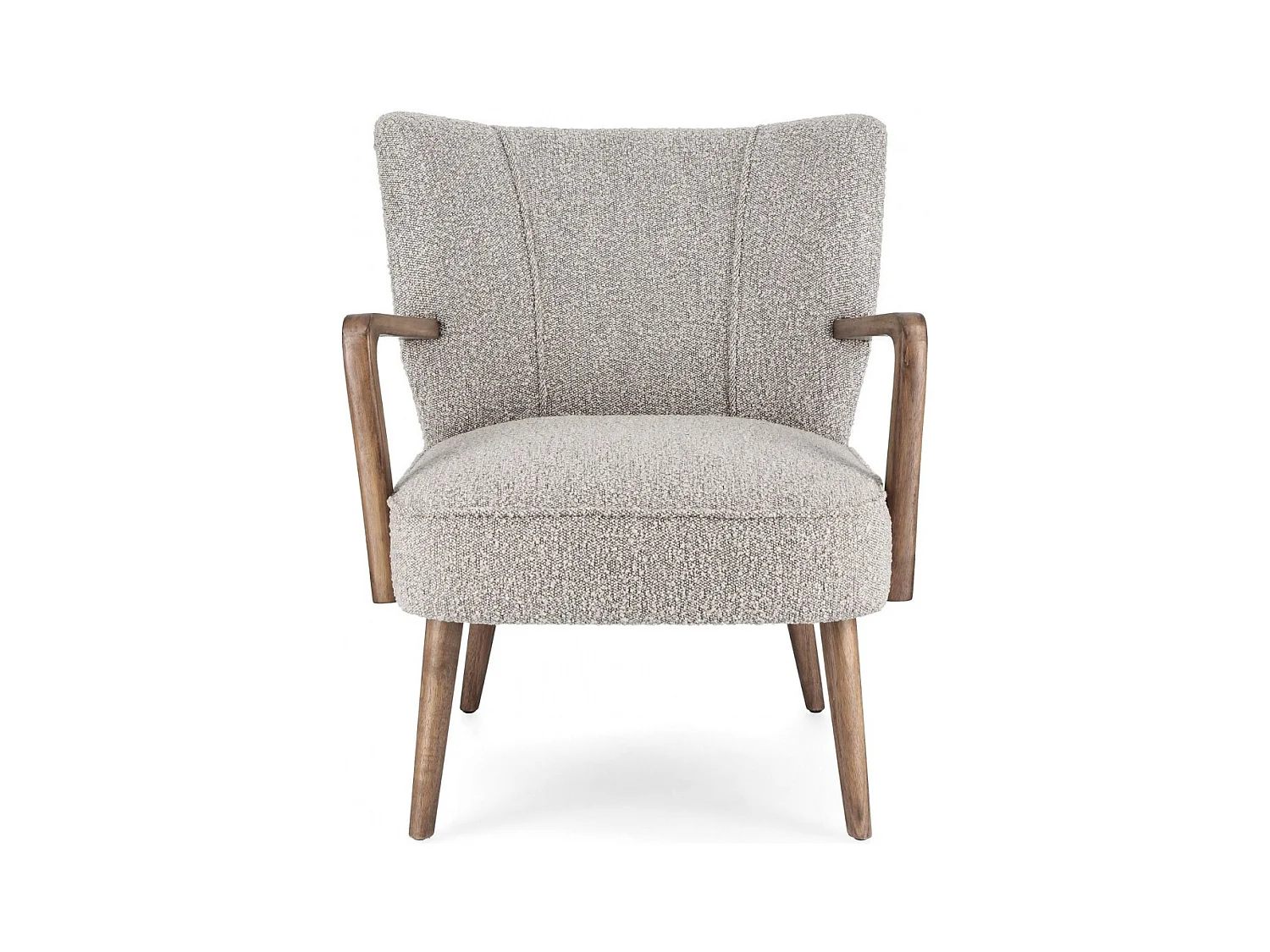 Fauteuil crapaud à accoudoirs en tissu bouclette gris - JIM