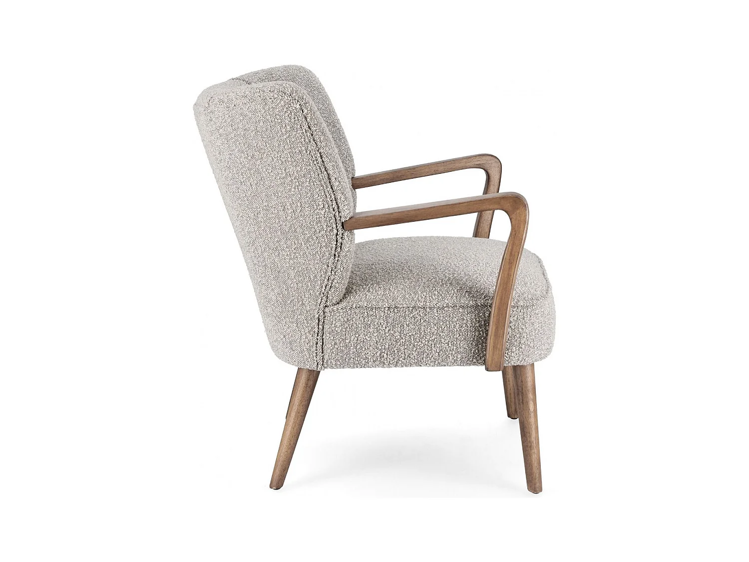 Fauteuil crapaud à accoudoirs en tissu bouclette gris - JIM