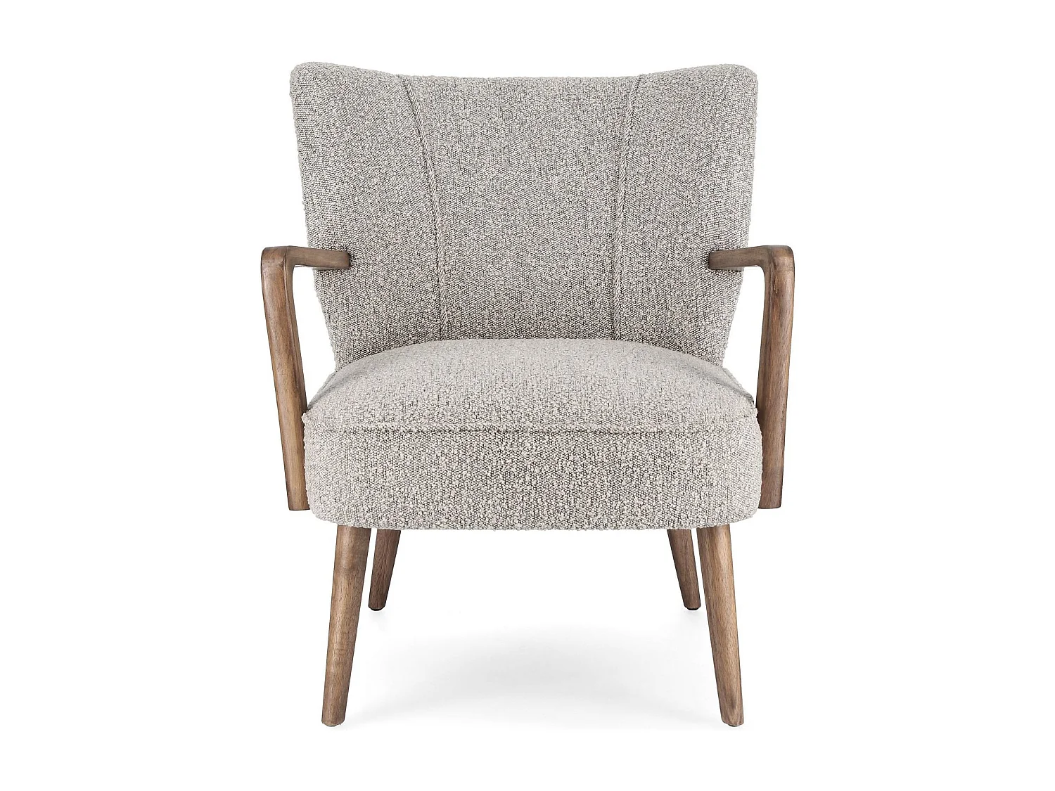 Fauteuil crapaud à accoudoirs en tissu bouclette gris - JIM