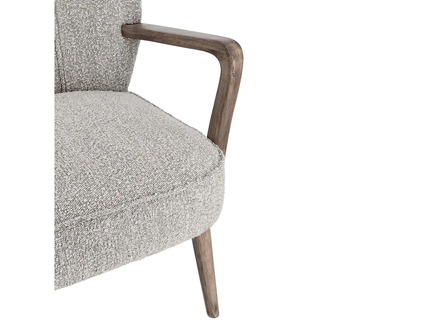 Fauteuil crapaud à accoudoirs en tissu bouclette gris - JIM