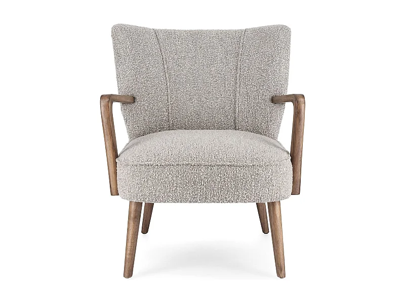Fauteuil crapaud à accoudoirs en tissu bouclette gris - JIM