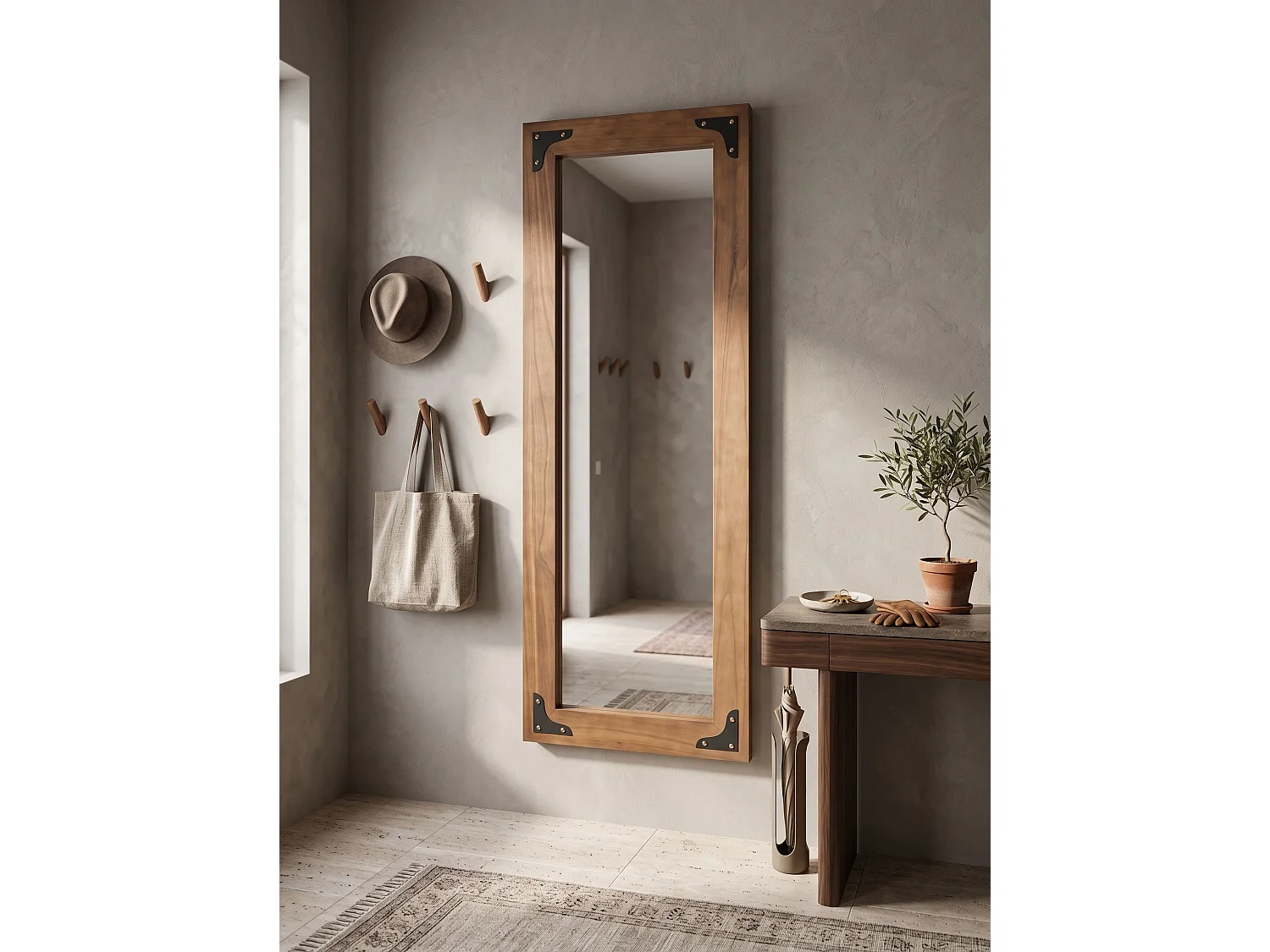 Miroir BLOSVILLE 58 cm x 164 cm Bois de sapin Marron