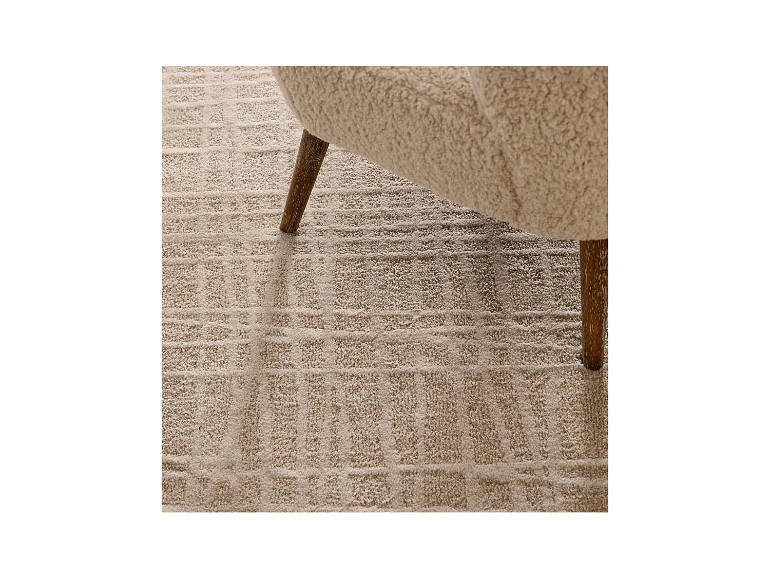 Tapis rectangulaire de salon beige 200x290 - DUNE