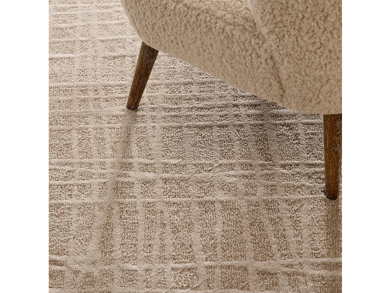 Tapis rectangulaire de salon beige 200x290 - DUNE