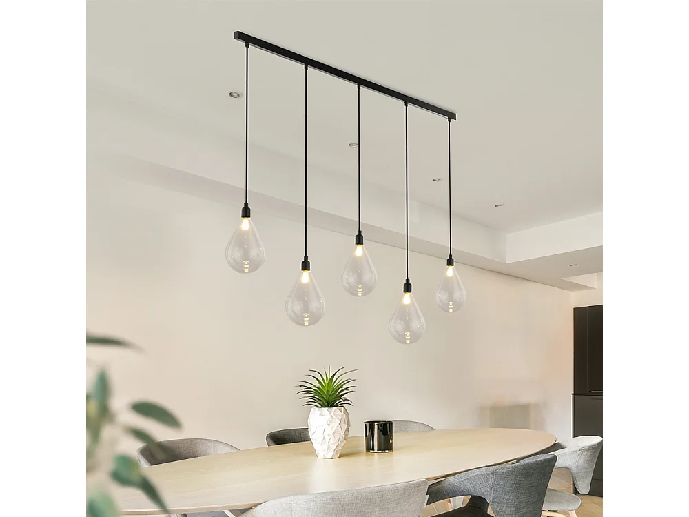 Home Deluxe Lampe à suspendre en verre CELIA Transparent - 5-flamme