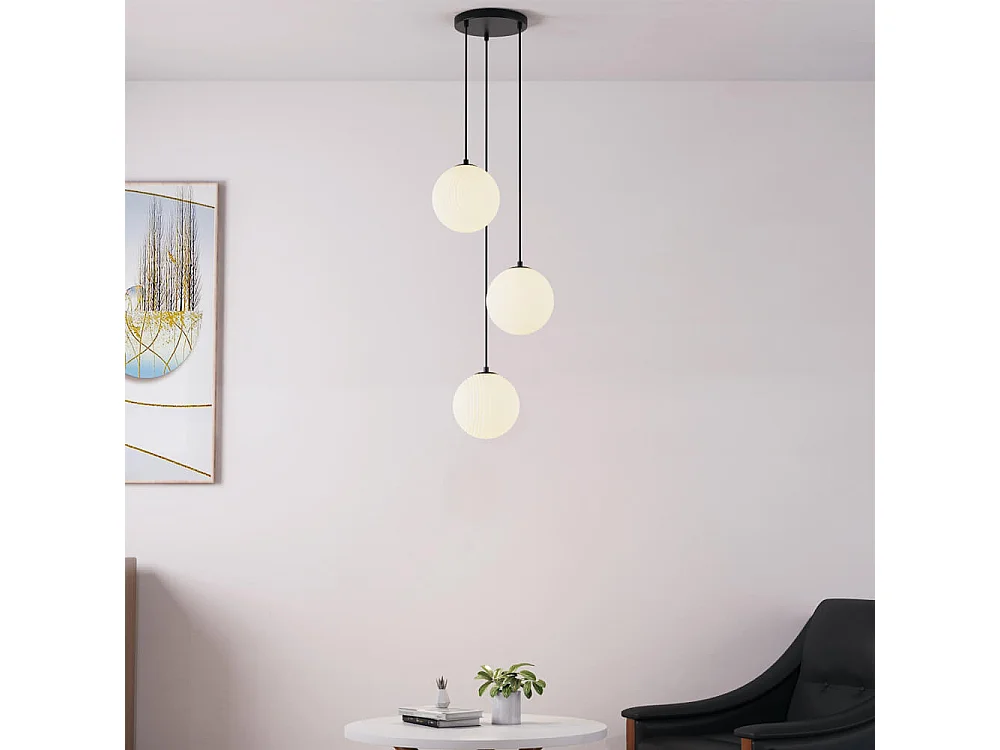 Home Deluxe Suspension en verre SUNA blanc - 3 feux