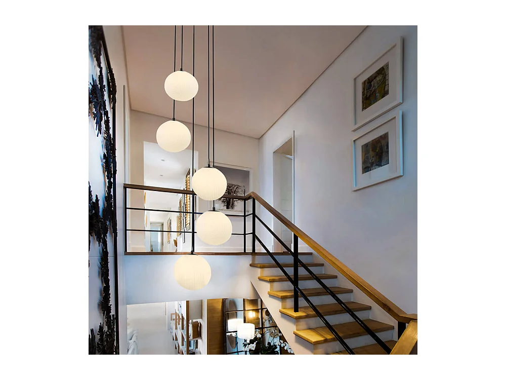 Home Deluxe Suspension en verre SUNA blanc - 5 flammes