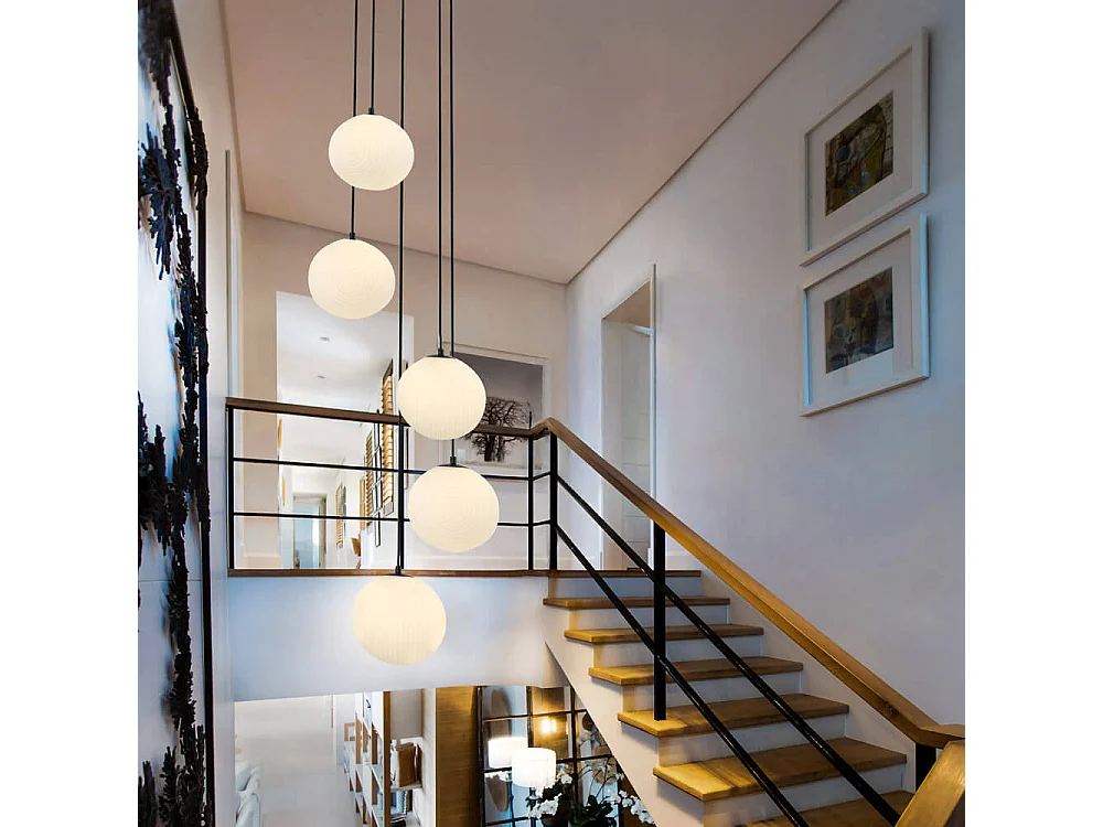 Home Deluxe Suspension en verre SUNA blanc - 5 flammes