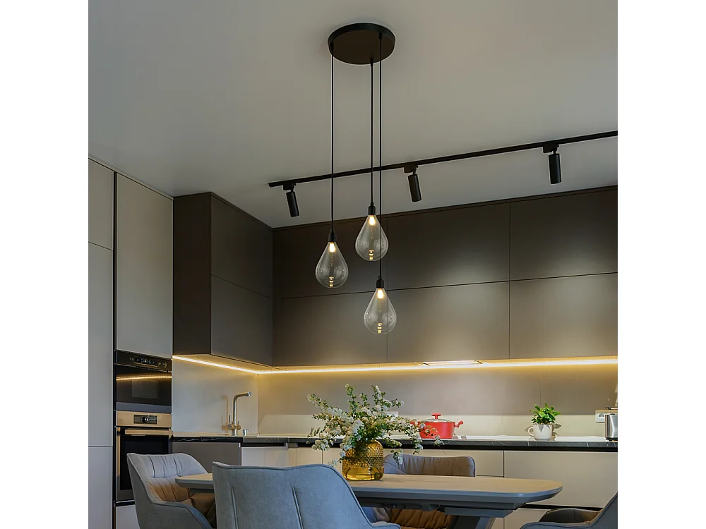 Home Deluxe Lampe à suspendre en verre CELIA Transparent - 3-flamme