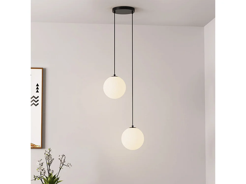 Home Deluxe Suspension en verre SUNA blanc - 2 feux