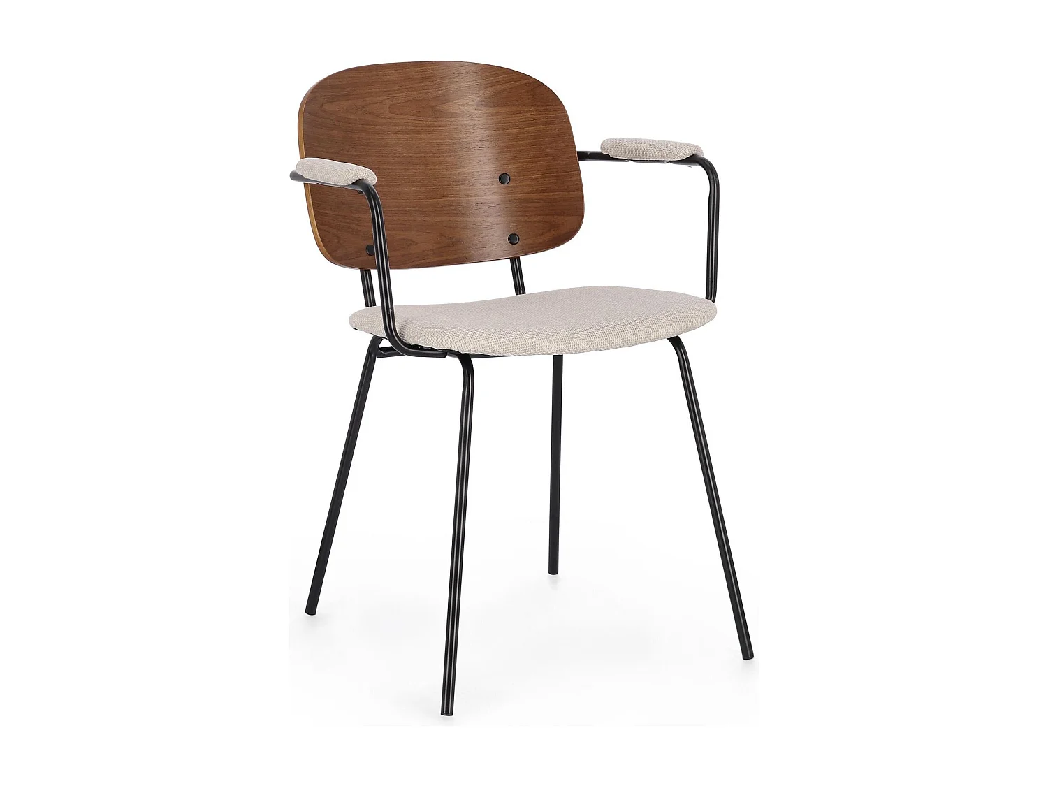 Chaises de salle à manger à accoudoirs bois et tissu (lot de 2) - JADE