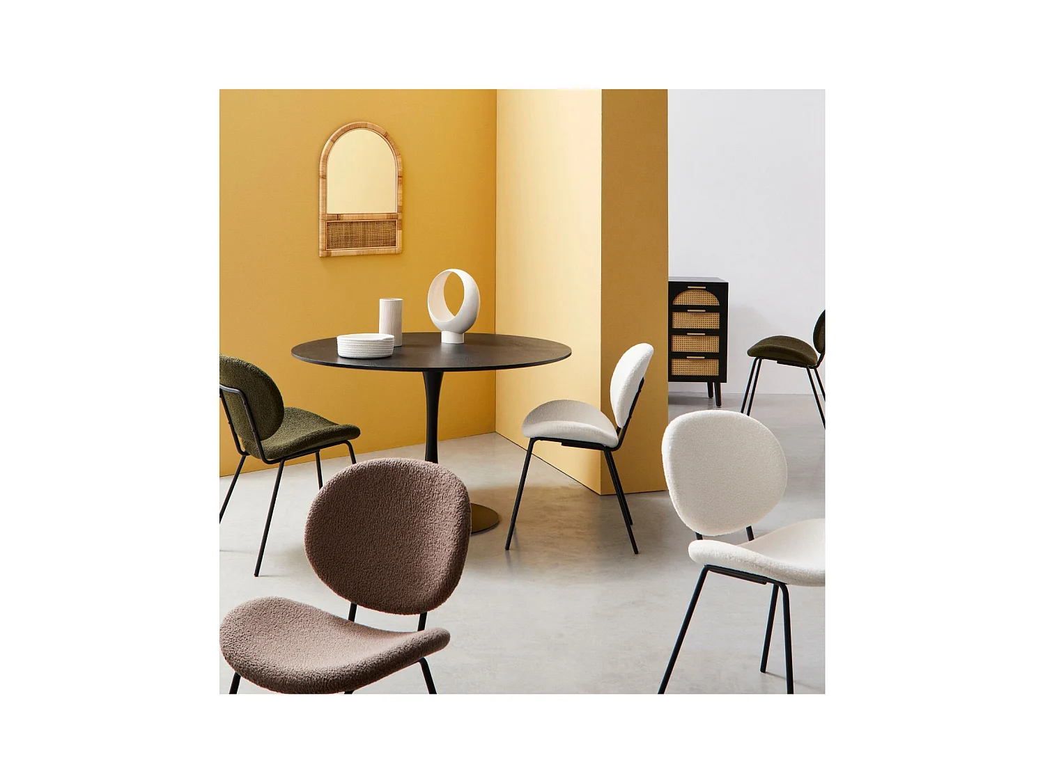 Chaises de salle à manger design en tissu bouclette (lot de 2) - KIM