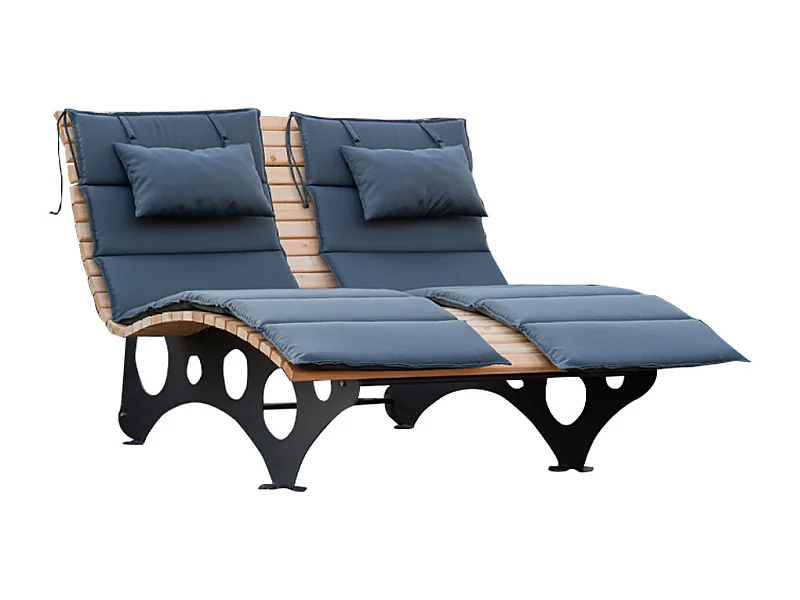 HOME DELUXE - Chaise longue en bois ondulé TAIGA avec 2x coussins - canapé forestier, chaise longue balançoire, chaise longue de relaxation