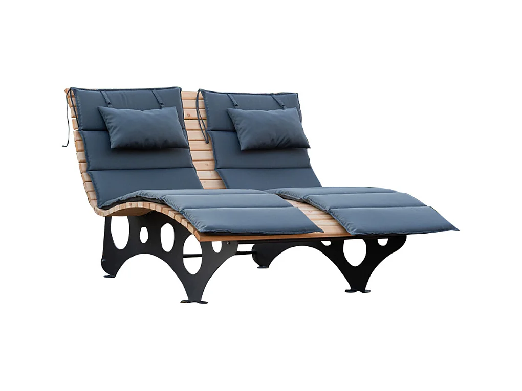 HOME DELUXE - Chaise longue en bois ondulé TAIGA avec 2x coussins - canapé forestier, chaise longue balançoire, chaise longue de relaxation