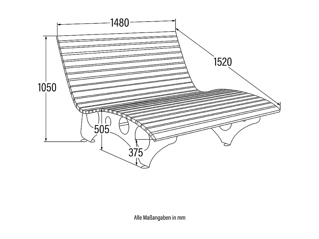 HOME DELUXE - Chaise longue en bois ondulé TAIGA avec 2x coussins - canapé forestier, chaise longue balançoire, chaise longue de relaxation