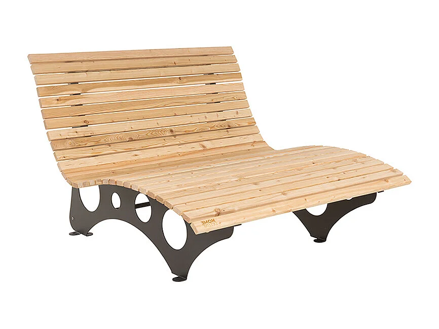 HOME DELUXE - Chaise longue en bois ondulé TAIGA avec 2x coussins - canapé forestier, chaise longue balançoire, chaise longue de relaxation