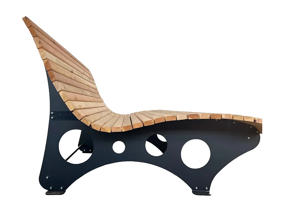 HOME DELUXE - Chaise longue en bois ondulé TAIGA avec 2x coussins - canapé forestier, chaise longue balançoire, chaise longue de relaxation