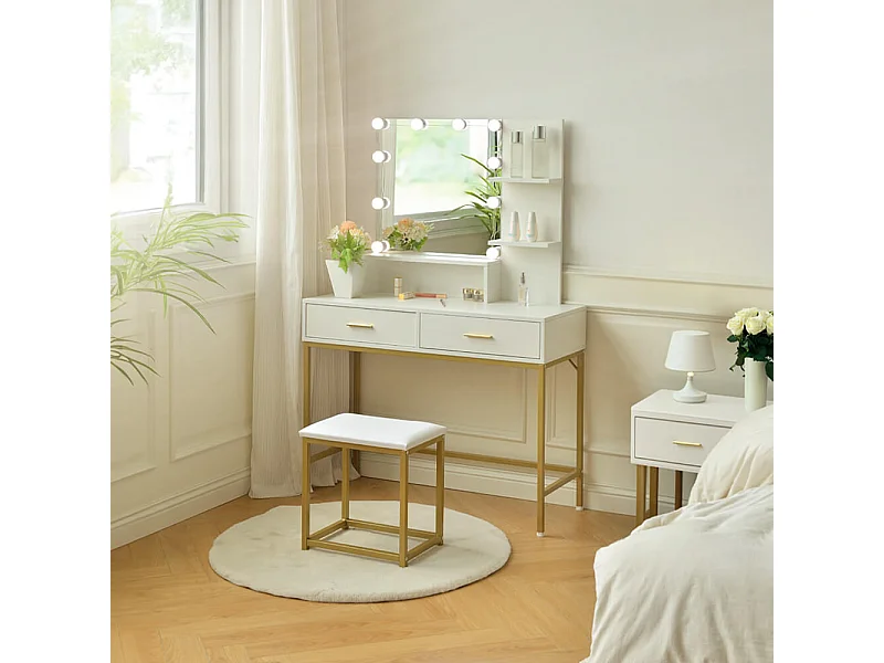 Home Deluxe Coiffeuse KASIA blanc/or