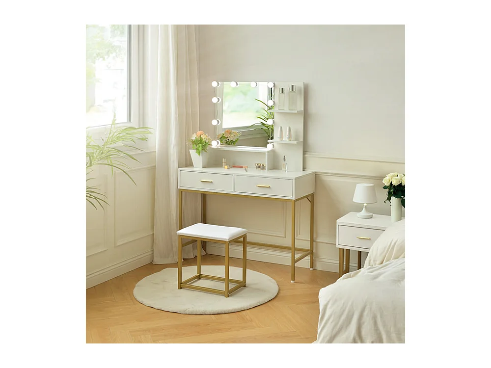 Home Deluxe Coiffeuse KASIA blanc/or