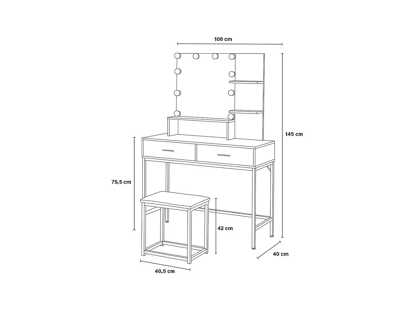 Home Deluxe Coiffeuse KASIA blanc/or