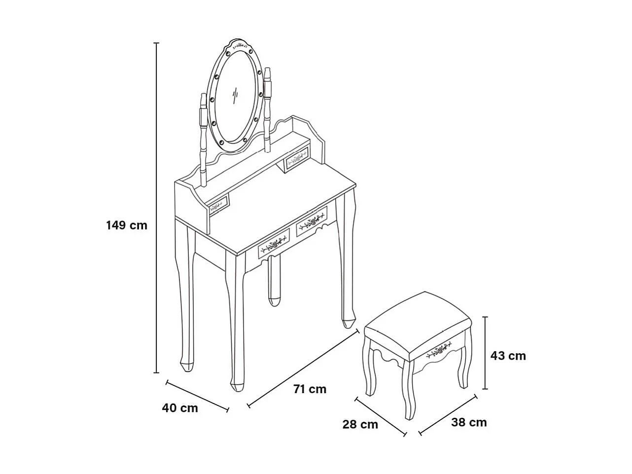 Home Deluxe Coiffeuse ROSY Blanc