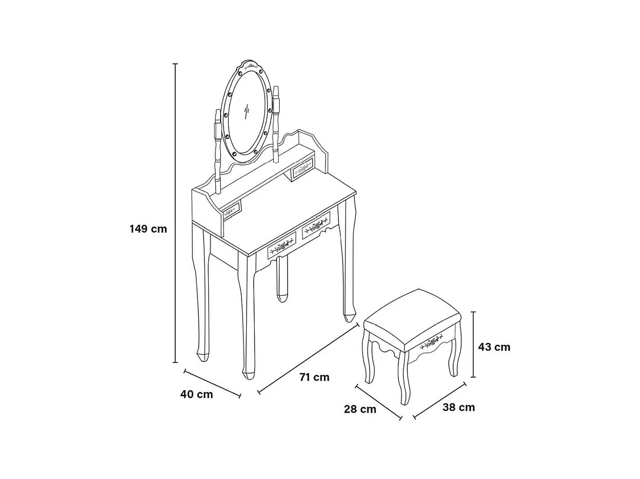 Home Deluxe Coiffeuse ROSY Rosa