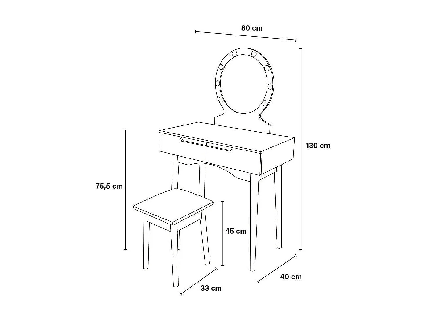 Home Deluxe Coiffeuse MIRANDA noir