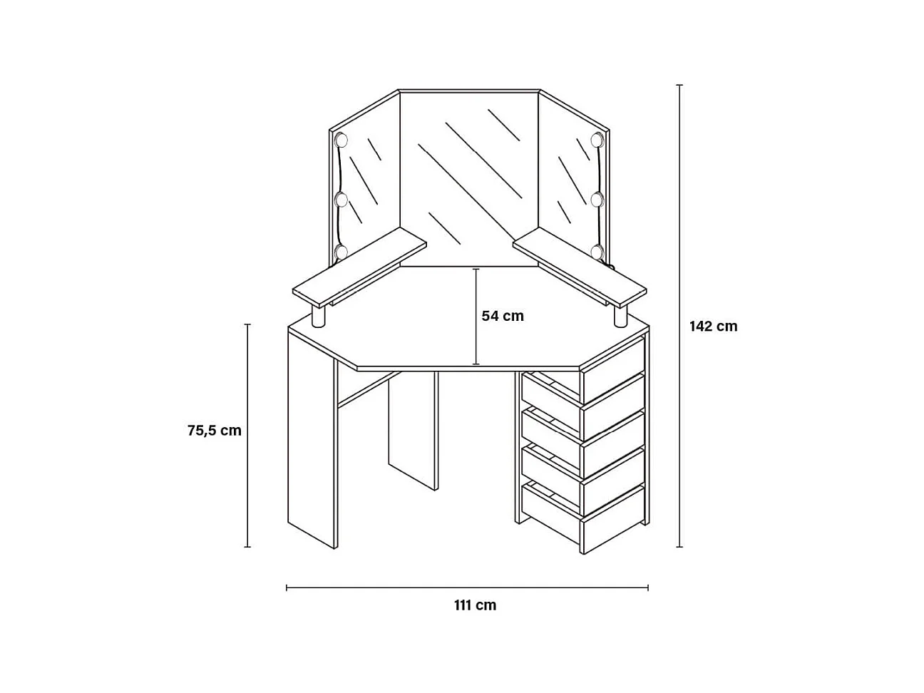 Home Deluxe Coiffeuse CANDICE blanc