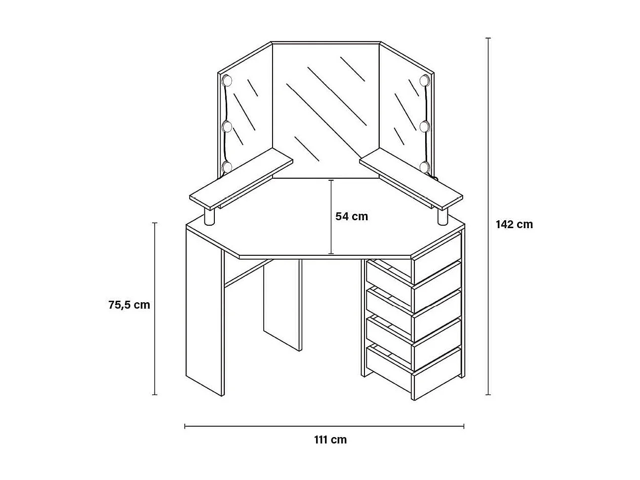 Home Deluxe Coiffeuse CANDICE blanc