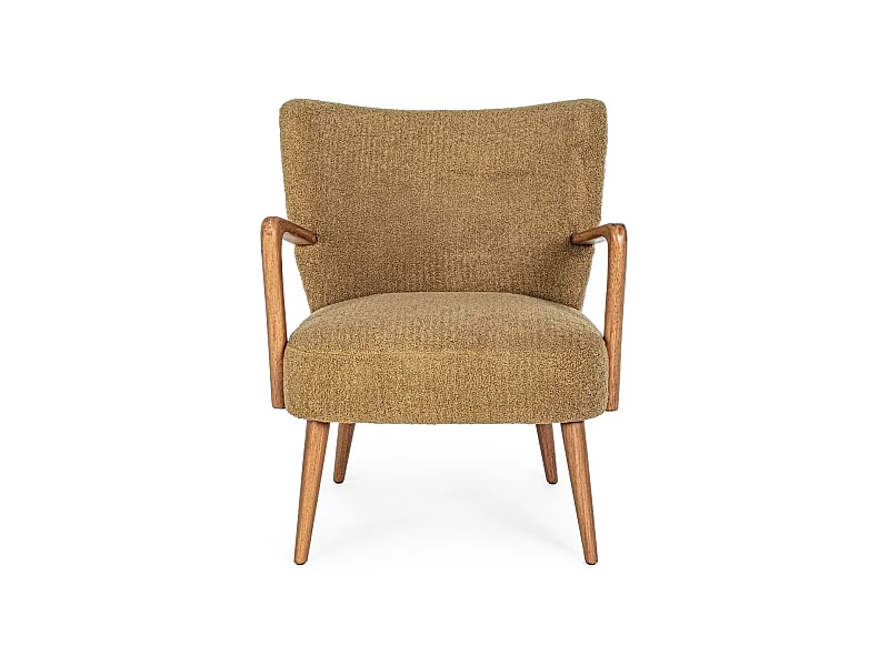 Fauteuil crapaud à accoudoirs en tissu peluche - JIM