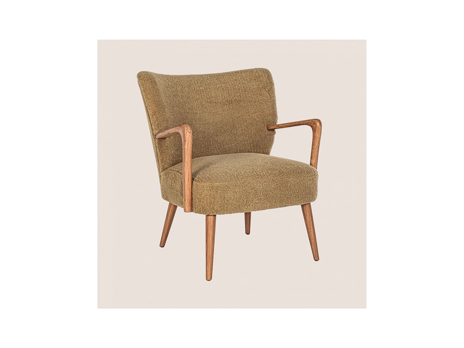 Fauteuil crapaud à accoudoirs en tissu peluche - JIM