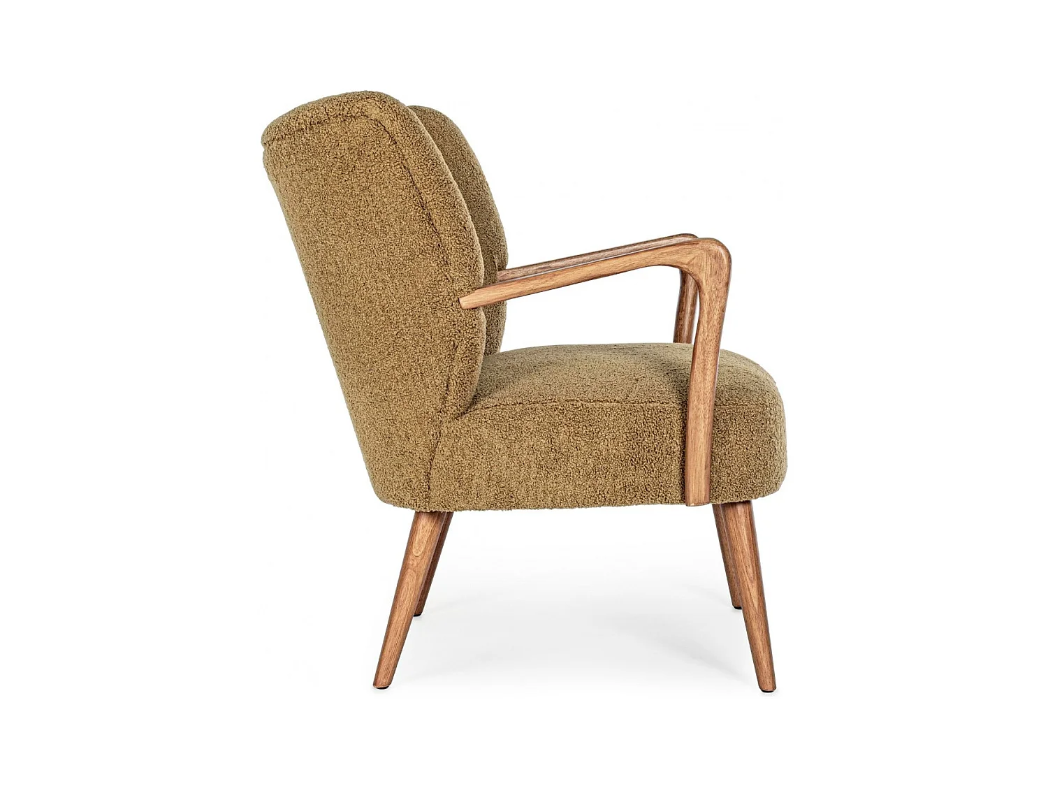 Fauteuil crapaud à accoudoirs en tissu peluche - JIM