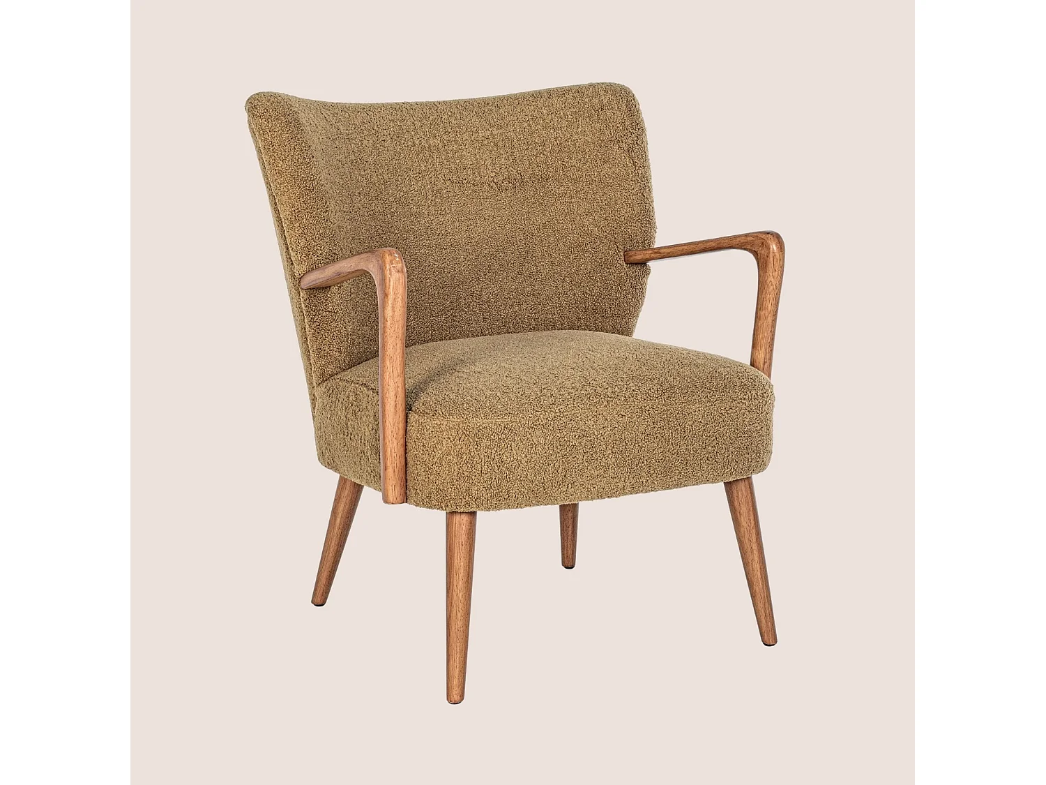 Fauteuil crapaud à accoudoirs en tissu peluche - JIM