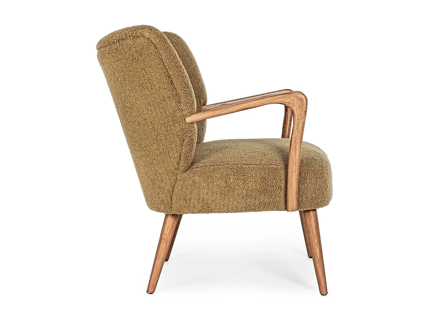 Fauteuil crapaud à accoudoirs en tissu peluche - JIM