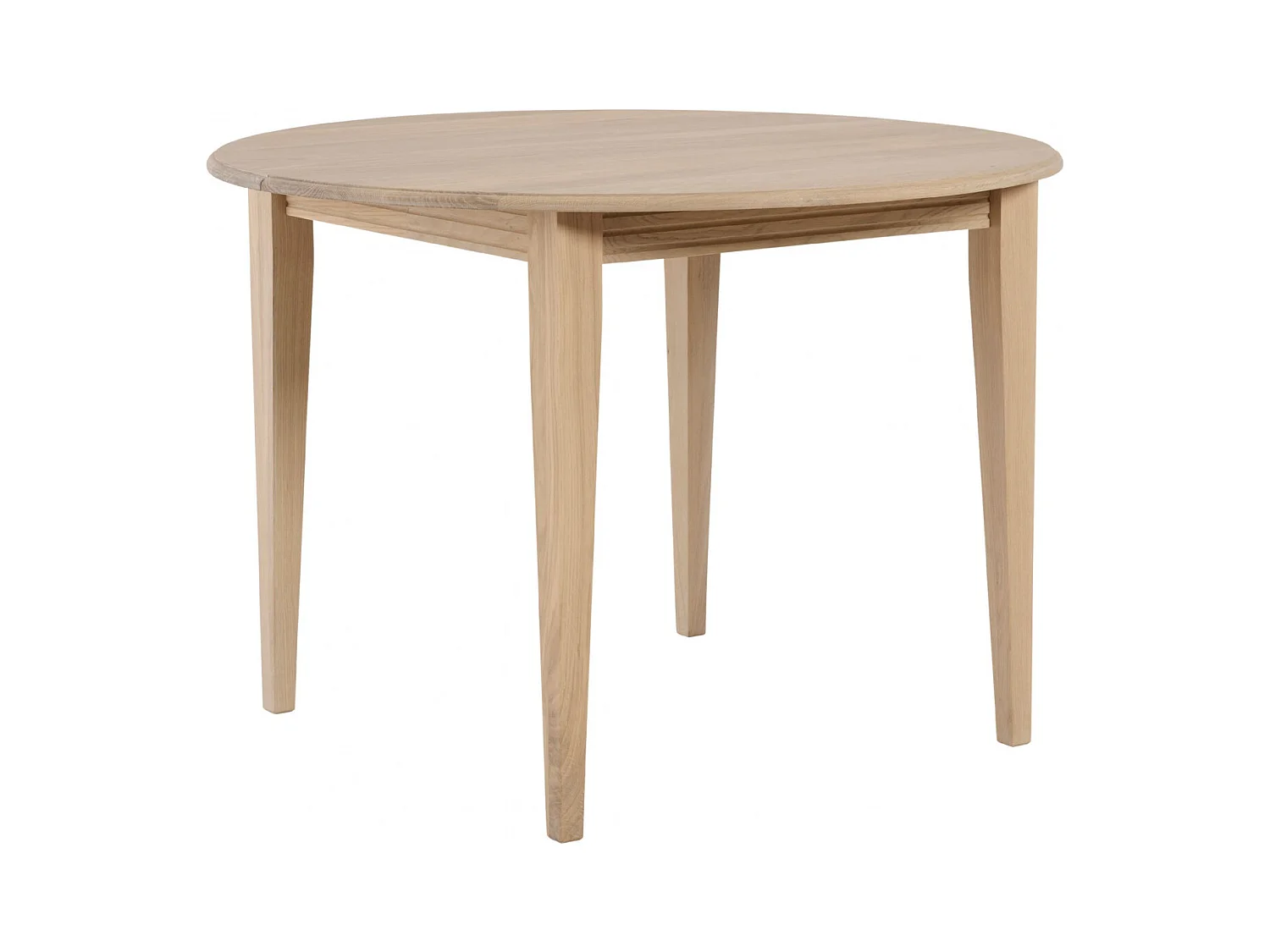 Table ronde extensible chêne blanchi 4/6 places D105 pieds fuseau - VICTORIA